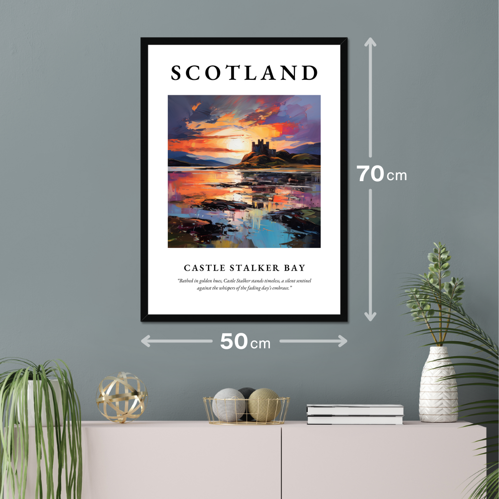 Poster of Castle Stalker Bay hanging on a wall