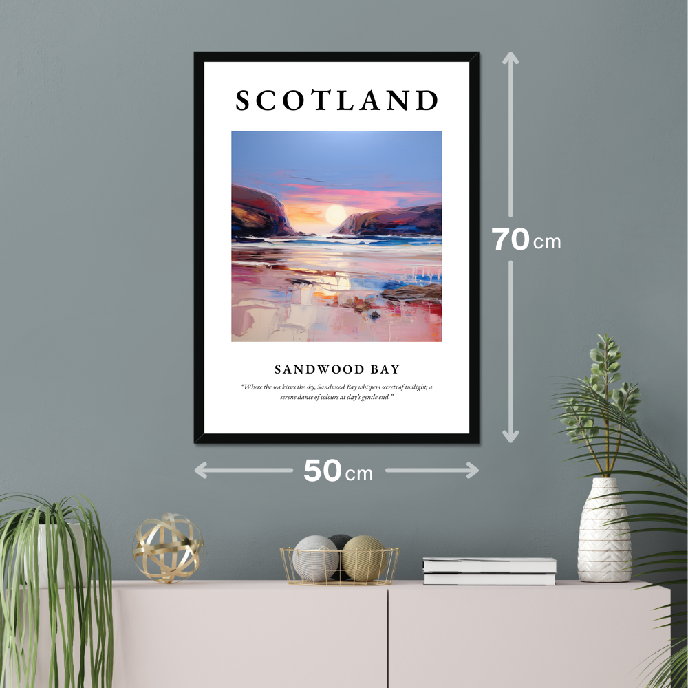 Poster of Sandwood Bay hanging on a wall