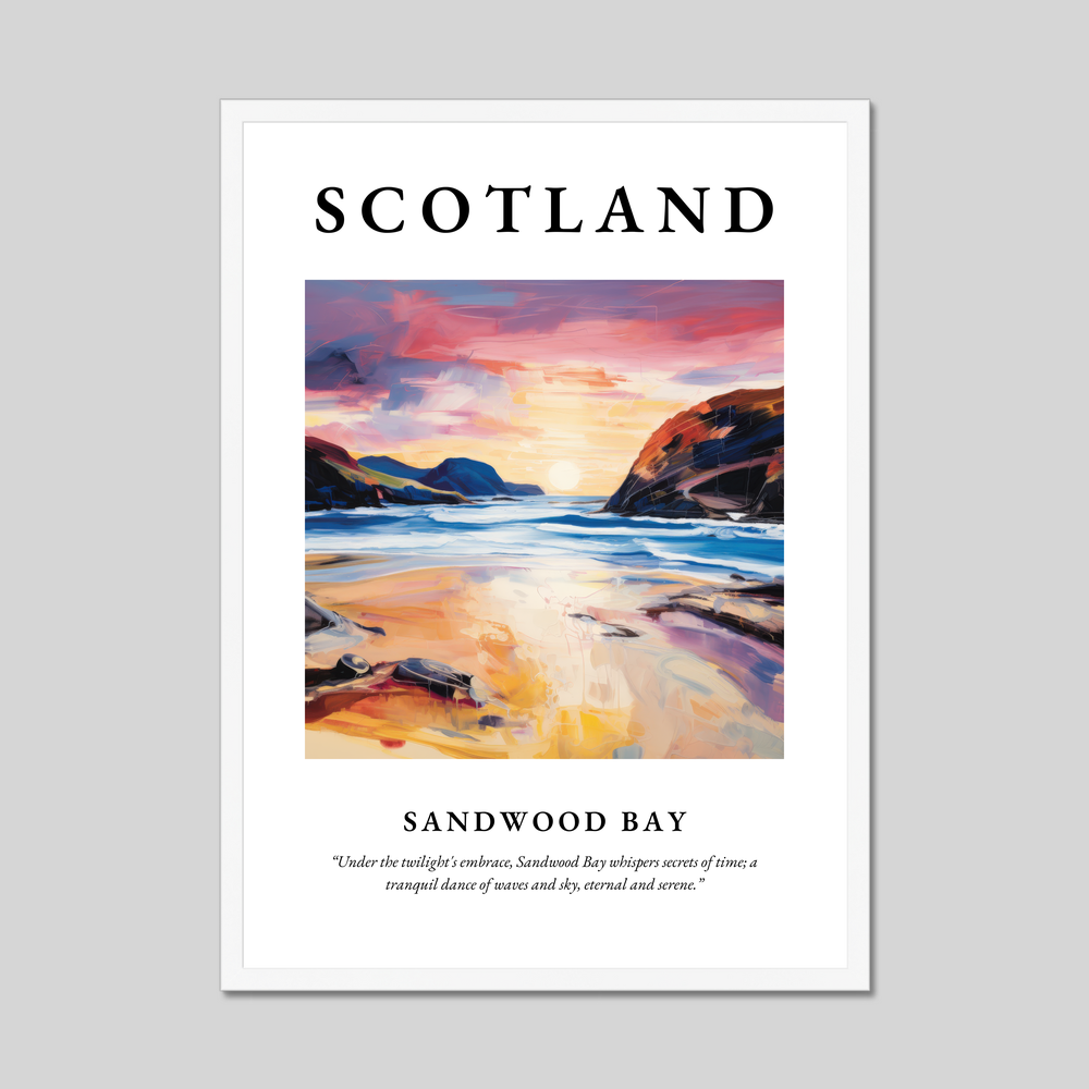 Poster in a white frame with the word Scotland