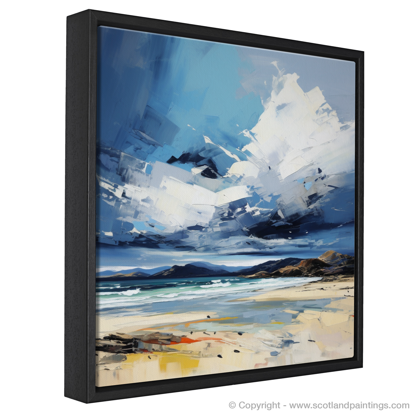 Painting and Art Print of Traigh Mhor with a stormy sky. Storm over Traigh Mhor: Expressionist Ode to Scotland's Coast.