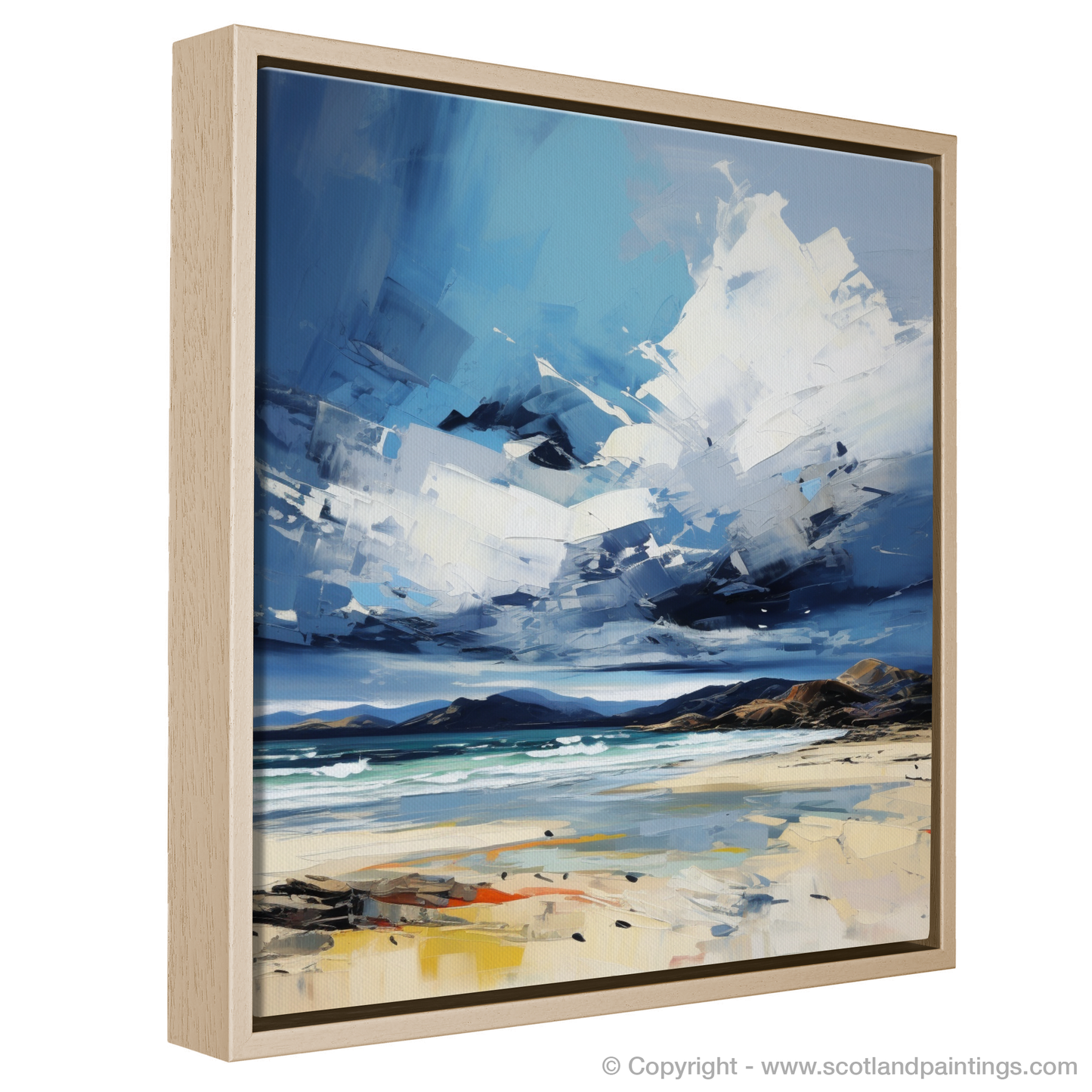 Painting and Art Print of Traigh Mhor with a stormy sky. Storm over Traigh Mhor: Expressionist Ode to Scotland's Coast.