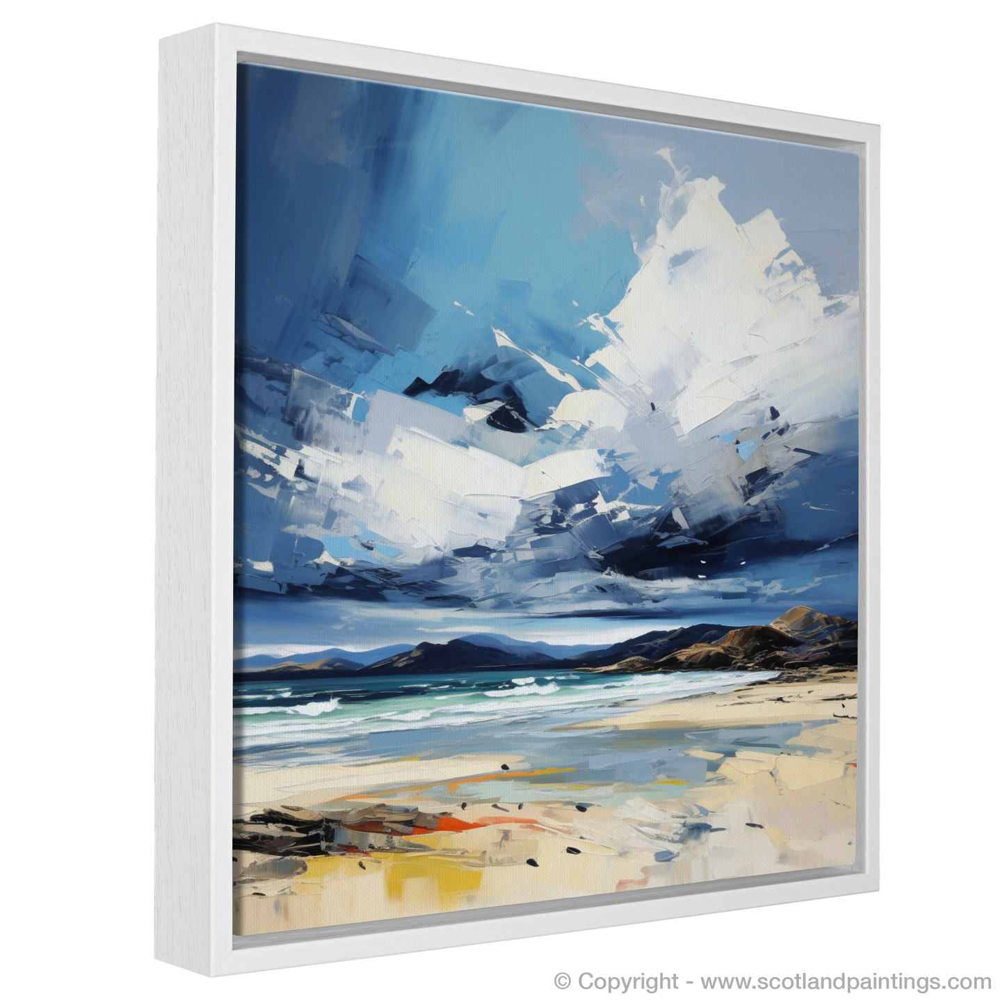 Painting and Art Print of Traigh Mhor with a stormy sky. Storm over Traigh Mhor: Expressionist Ode to Scotland's Coast.