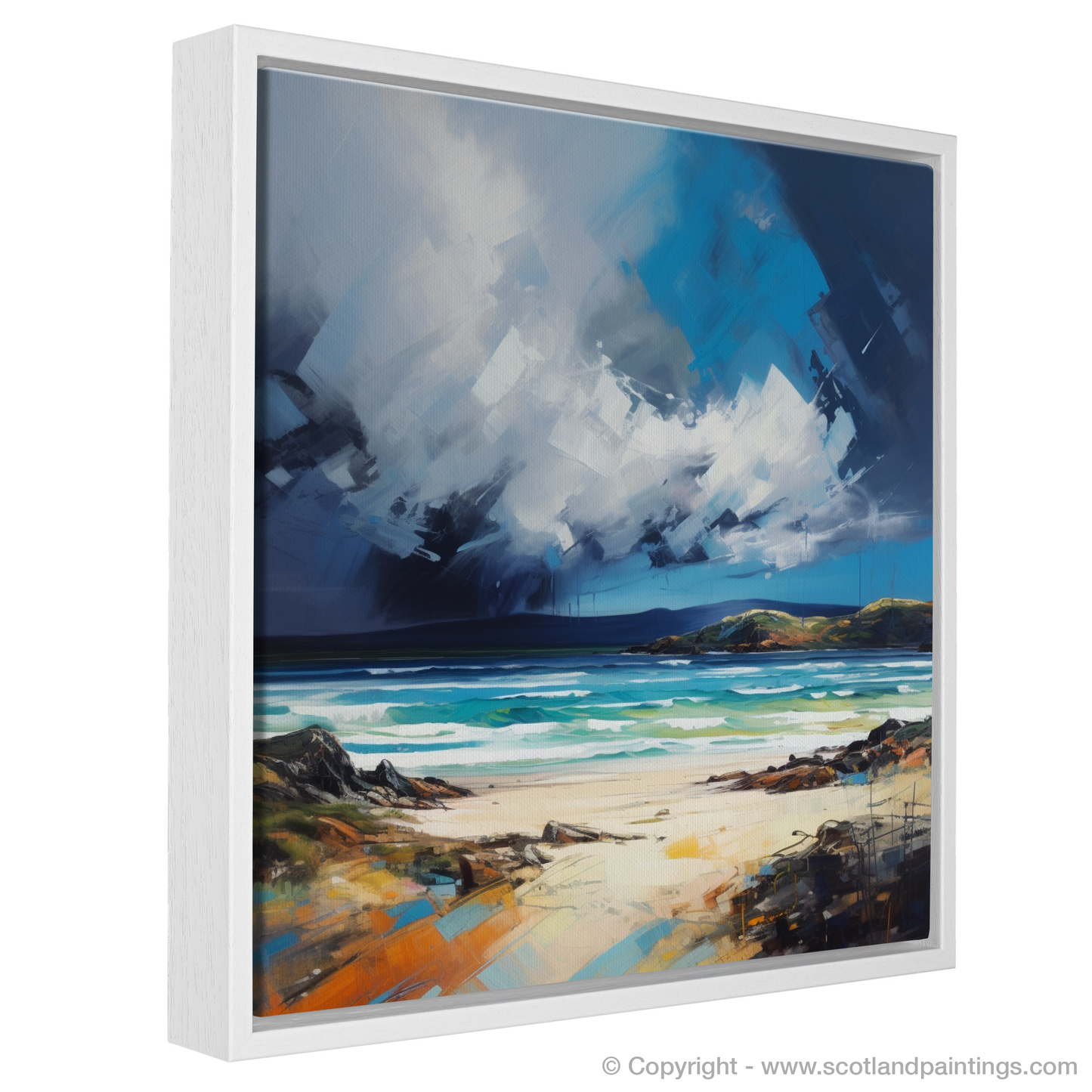 Painting and Art Print of Traigh Mhor with a stormy sky. Stormy Serenade at Traigh Mhor.