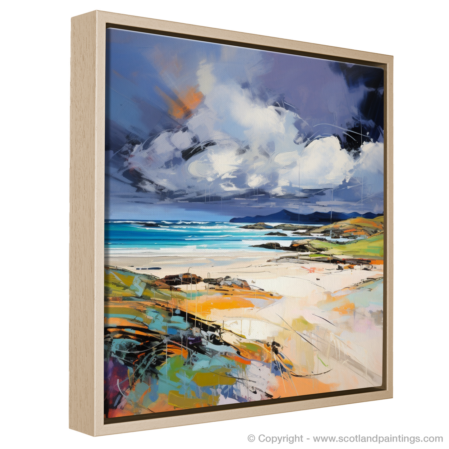 Painting and Art Print of Traigh Mhor with a stormy sky. Tempestuous Traigh Mhor: The Unbridled Energy of a Scottish Storm.