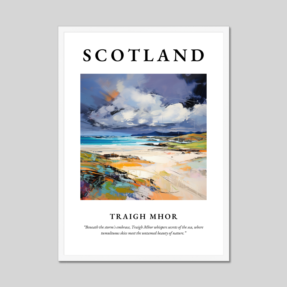 Poster in a white frame with the word Scotland