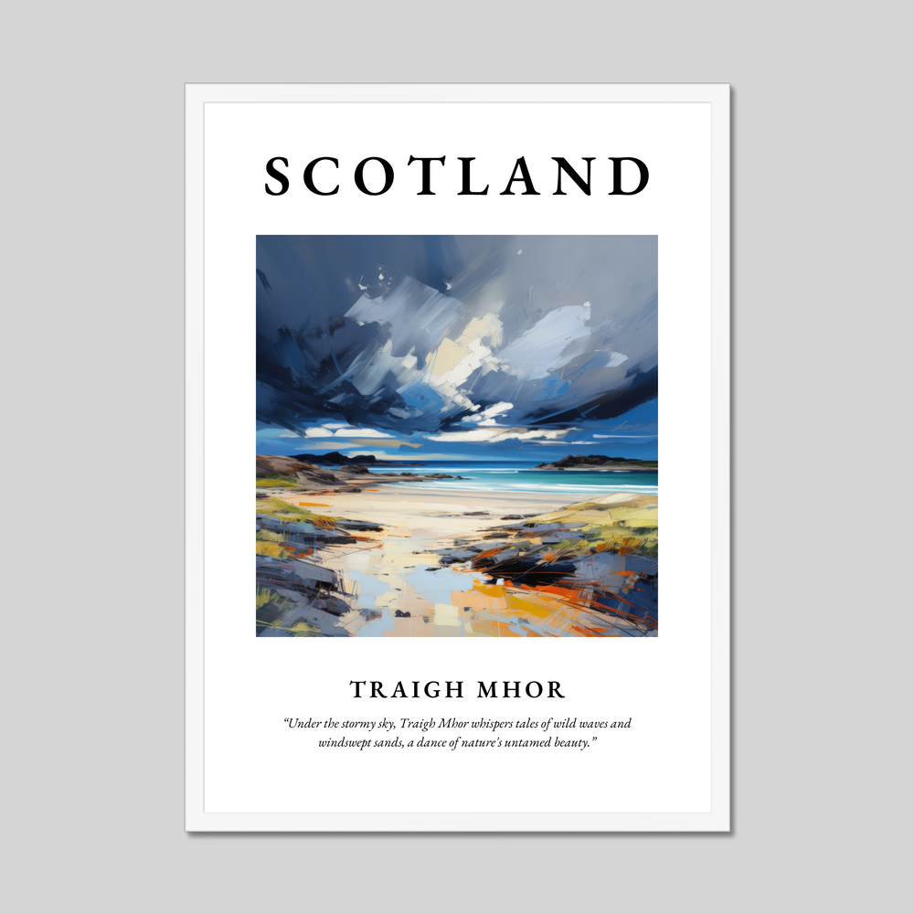 Poster in a white frame with the word Scotland