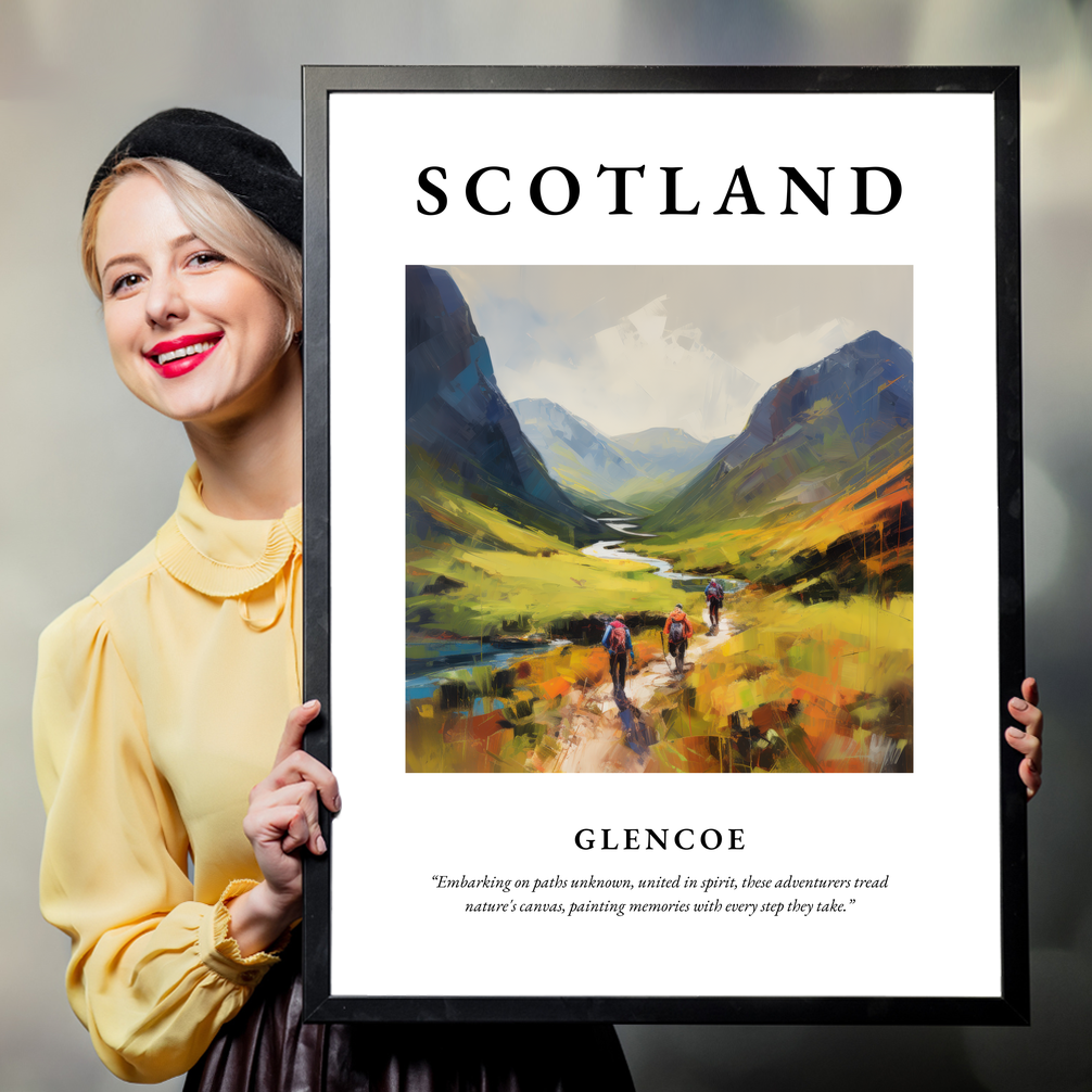 Person holding a poster of Glencoe