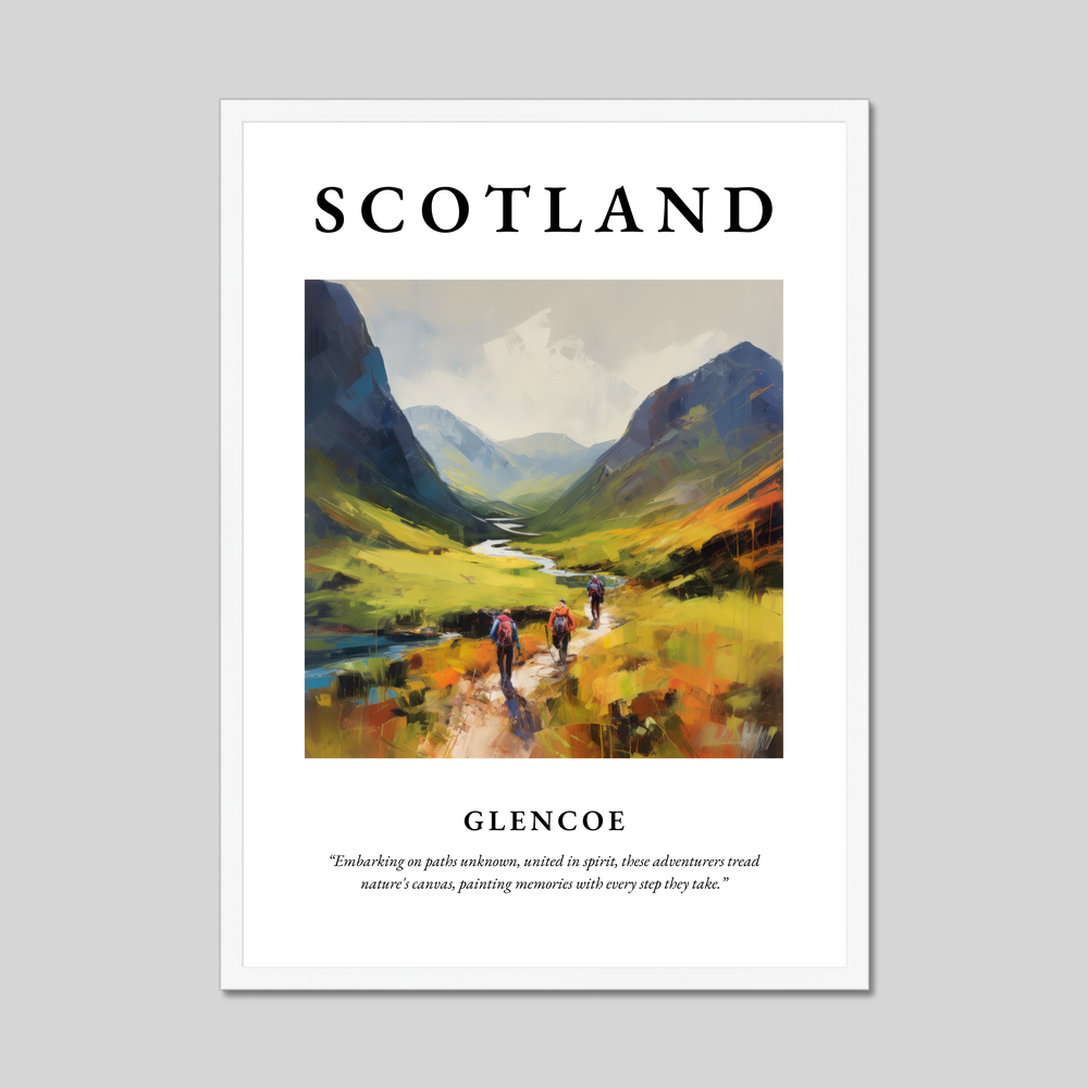 Poster in a white frame with the word Scotland