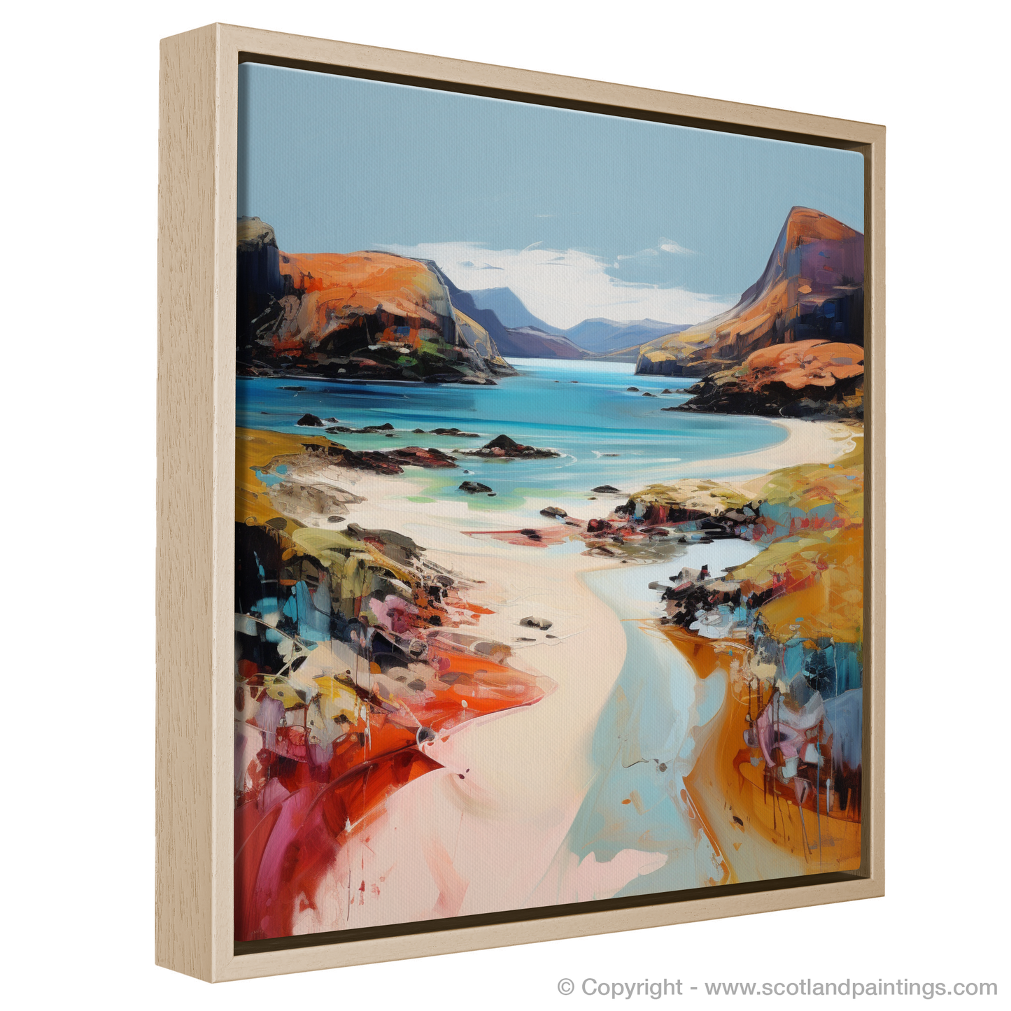 Painting and Art Print of Coral Beach, Claigan, Isle of Skye. Coral Embrace: An Expressionist Ode to Claigan Beach.