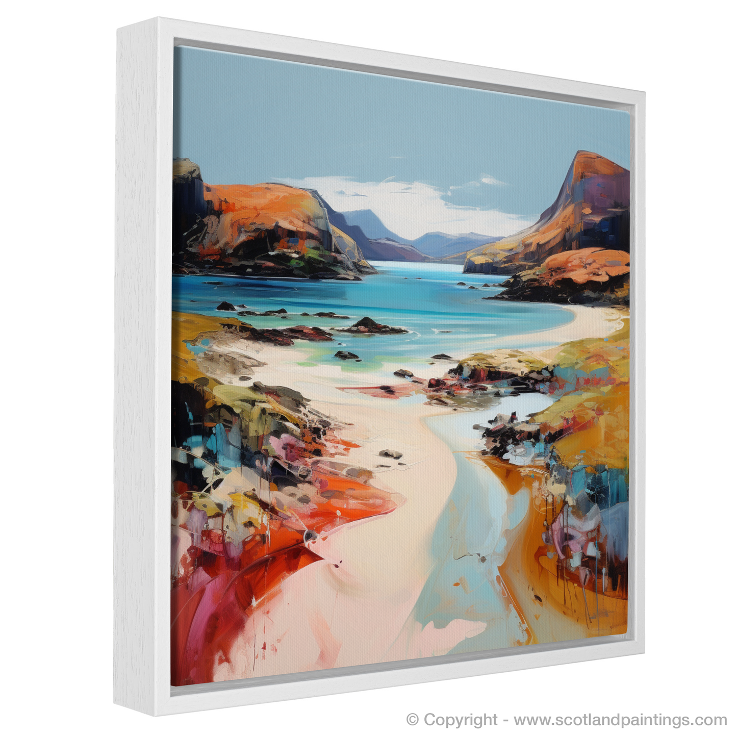 Painting and Art Print of Coral Beach, Claigan, Isle of Skye. Coral Embrace: An Expressionist Ode to Claigan Beach.