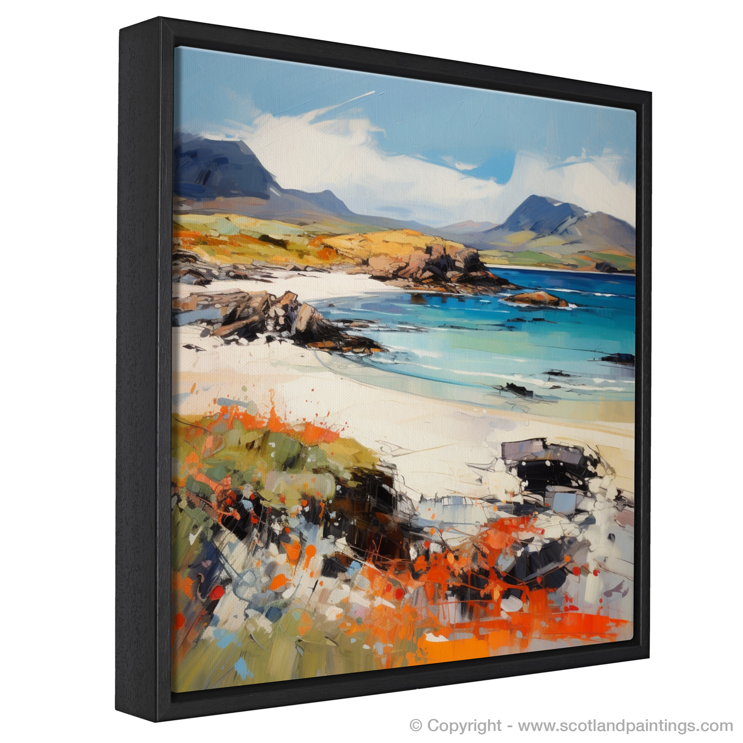 Painting and Art Print of Coral Beach, Claigan, Isle of Skye. Wild Rhythms of Coral Beach: An Expressionist Ode to Scottish Coves.