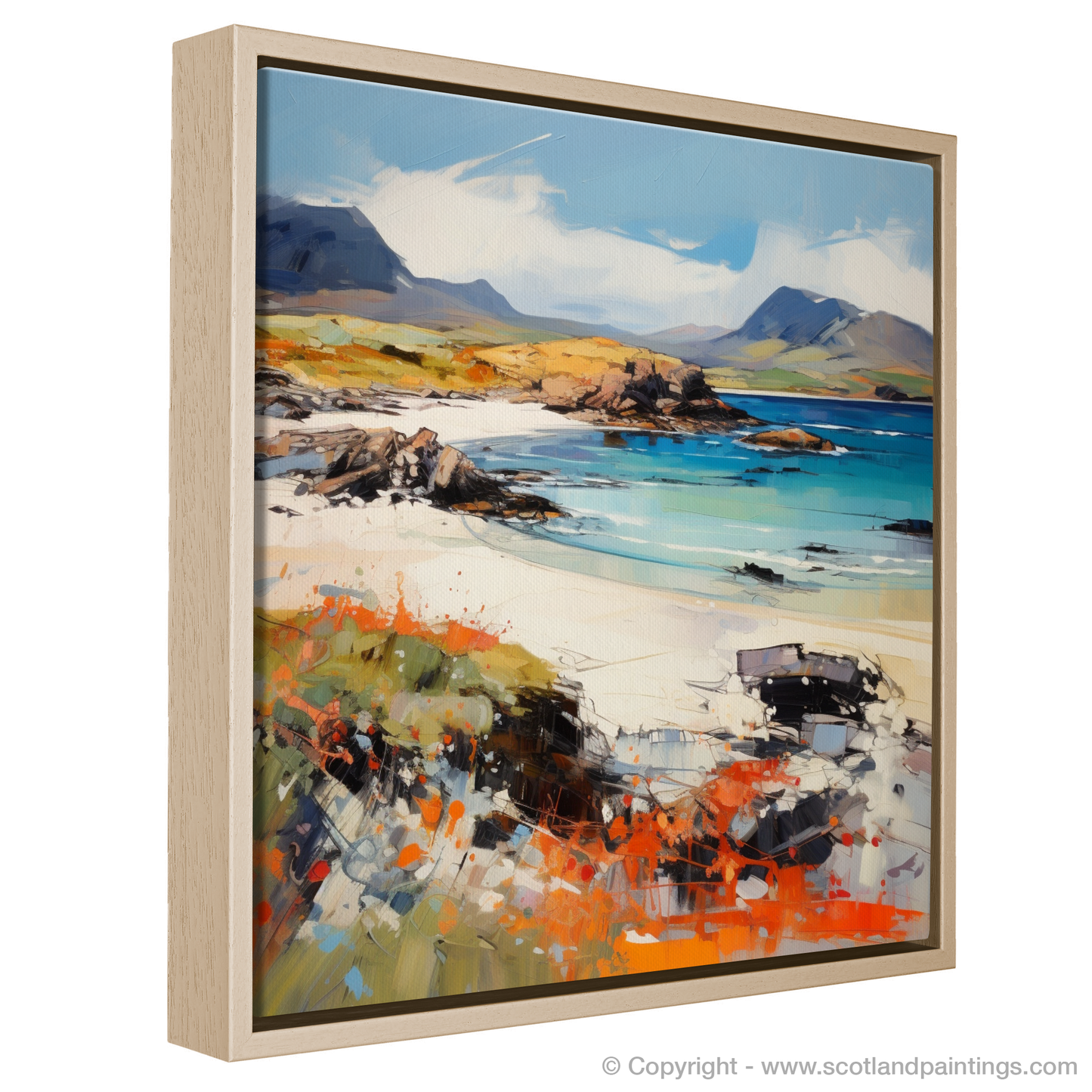 Painting and Art Print of Coral Beach, Claigan, Isle of Skye. Wild Rhythms of Coral Beach: An Expressionist Ode to Scottish Coves.