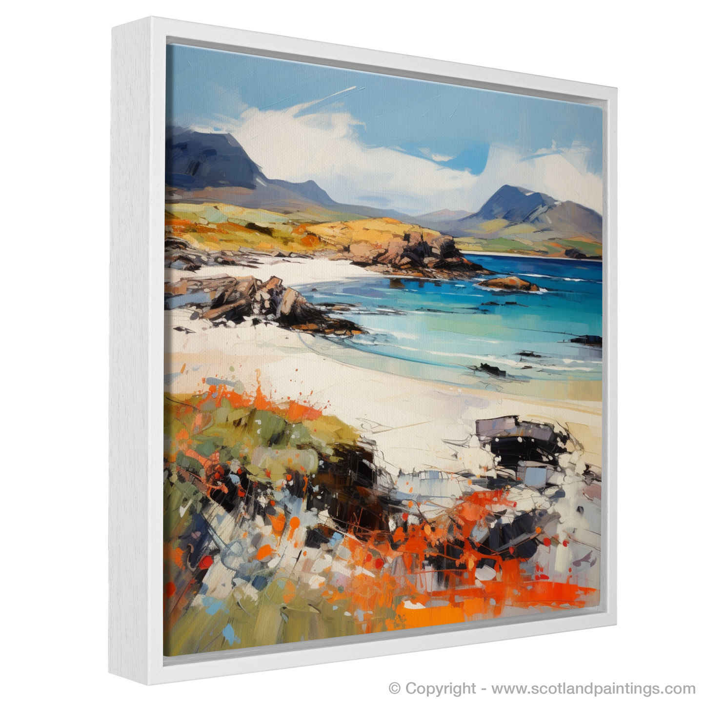 Painting and Art Print of Coral Beach, Claigan, Isle of Skye. Wild Rhythms of Coral Beach: An Expressionist Ode to Scottish Coves.