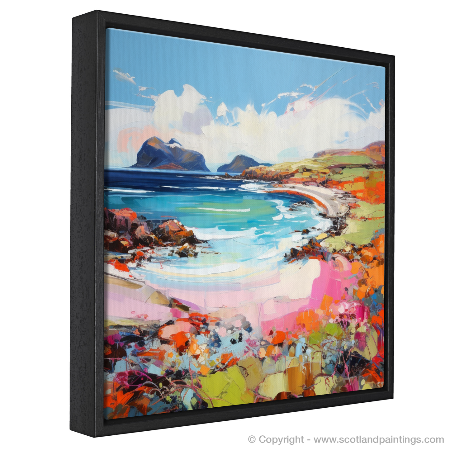 Painting and Art Print of Coral Beach, Claigan, Isle of Skye entitled "Coral Beach Dreamscape: An Expressionist Ode to the Scottish Highlands".