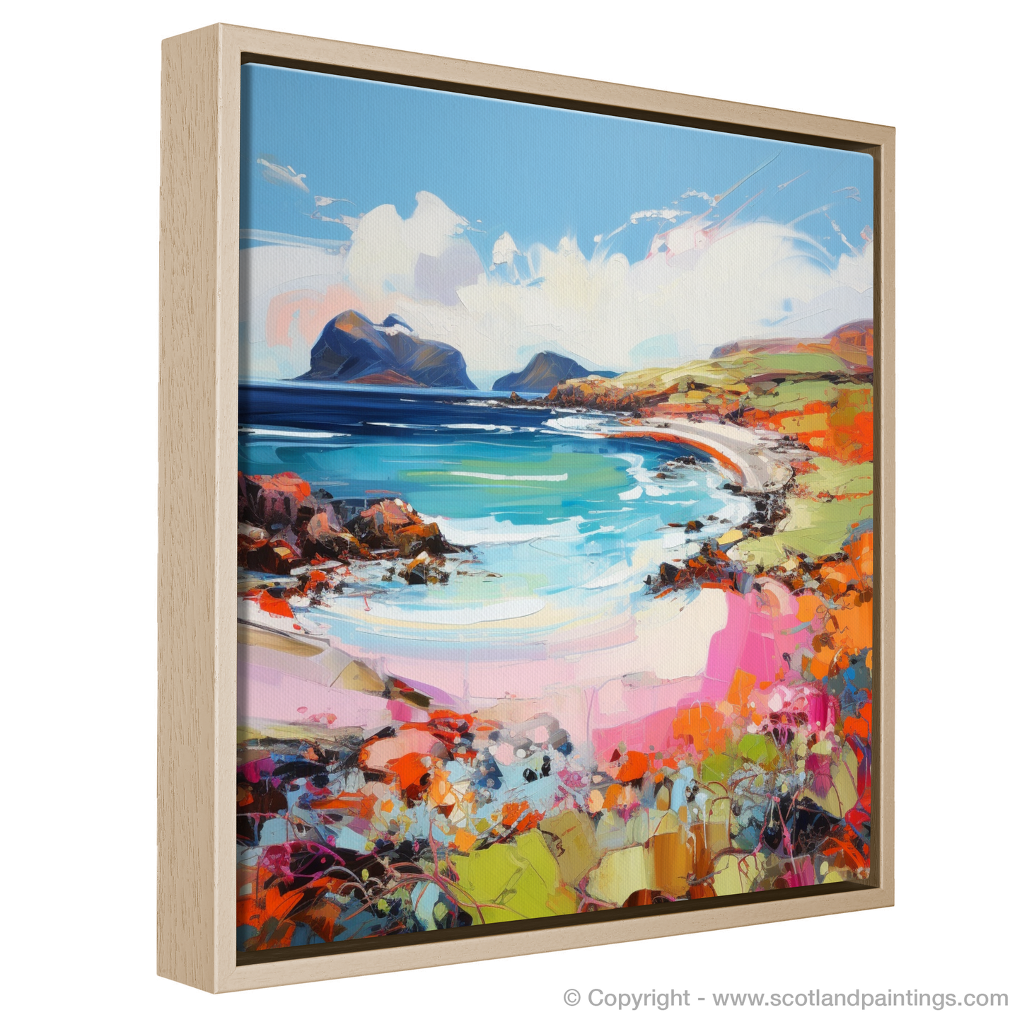 Painting and Art Print of Coral Beach, Claigan, Isle of Skye entitled "Coral Beach Dreamscape: An Expressionist Ode to the Scottish Highlands".