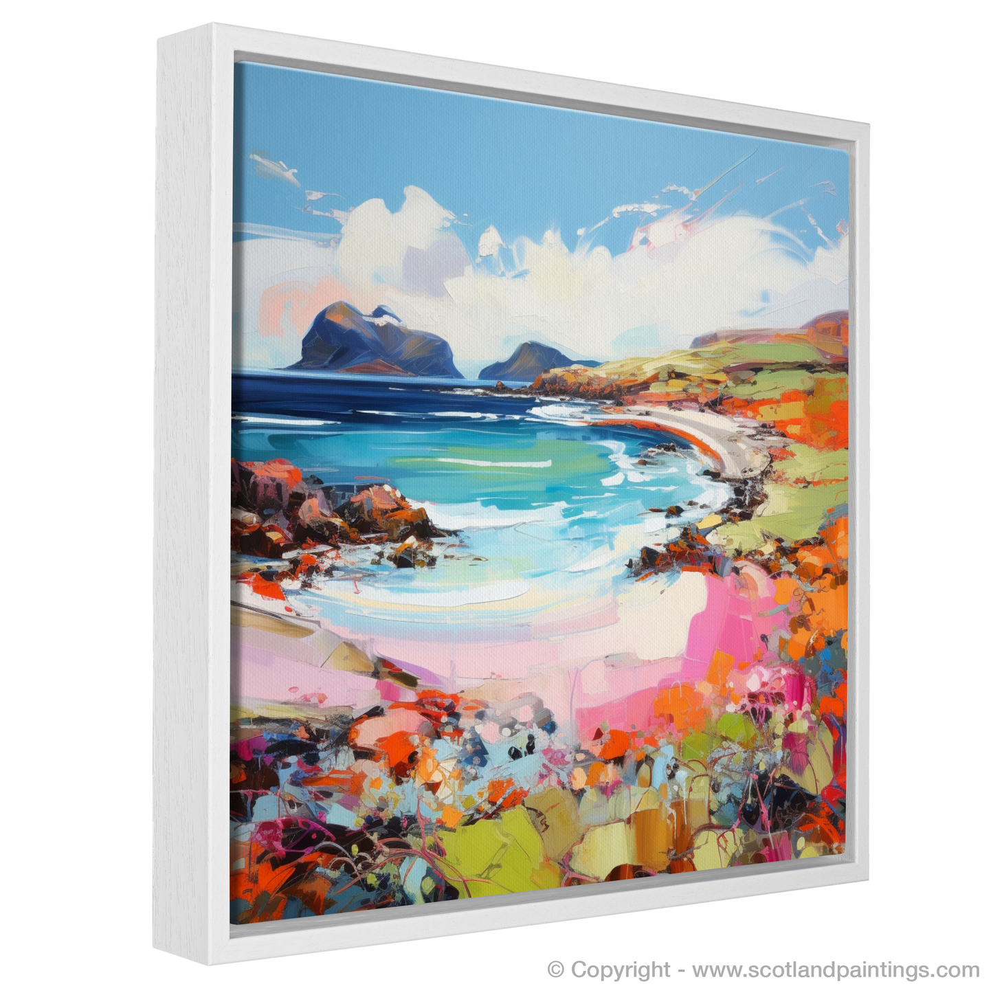 Painting and Art Print of Coral Beach, Claigan, Isle of Skye entitled "Coral Beach Dreamscape: An Expressionist Ode to the Scottish Highlands".