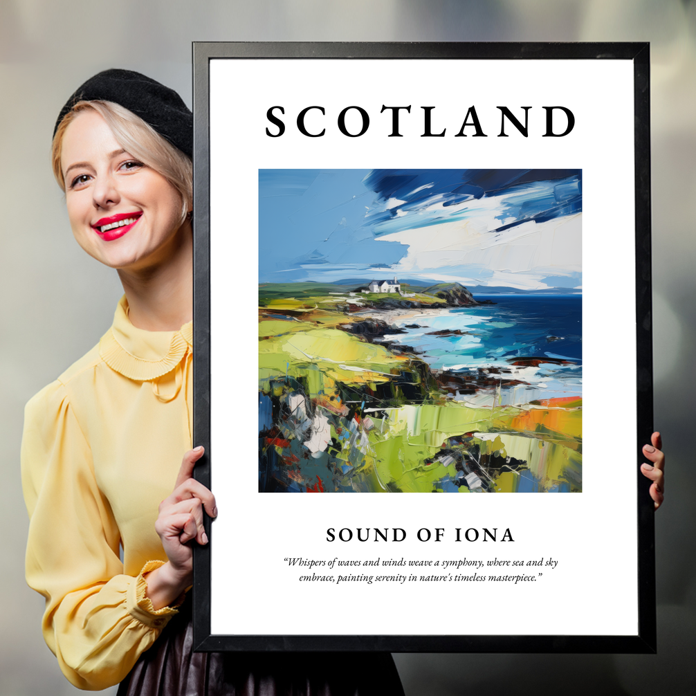 Person holding a poster of Sound of Iona