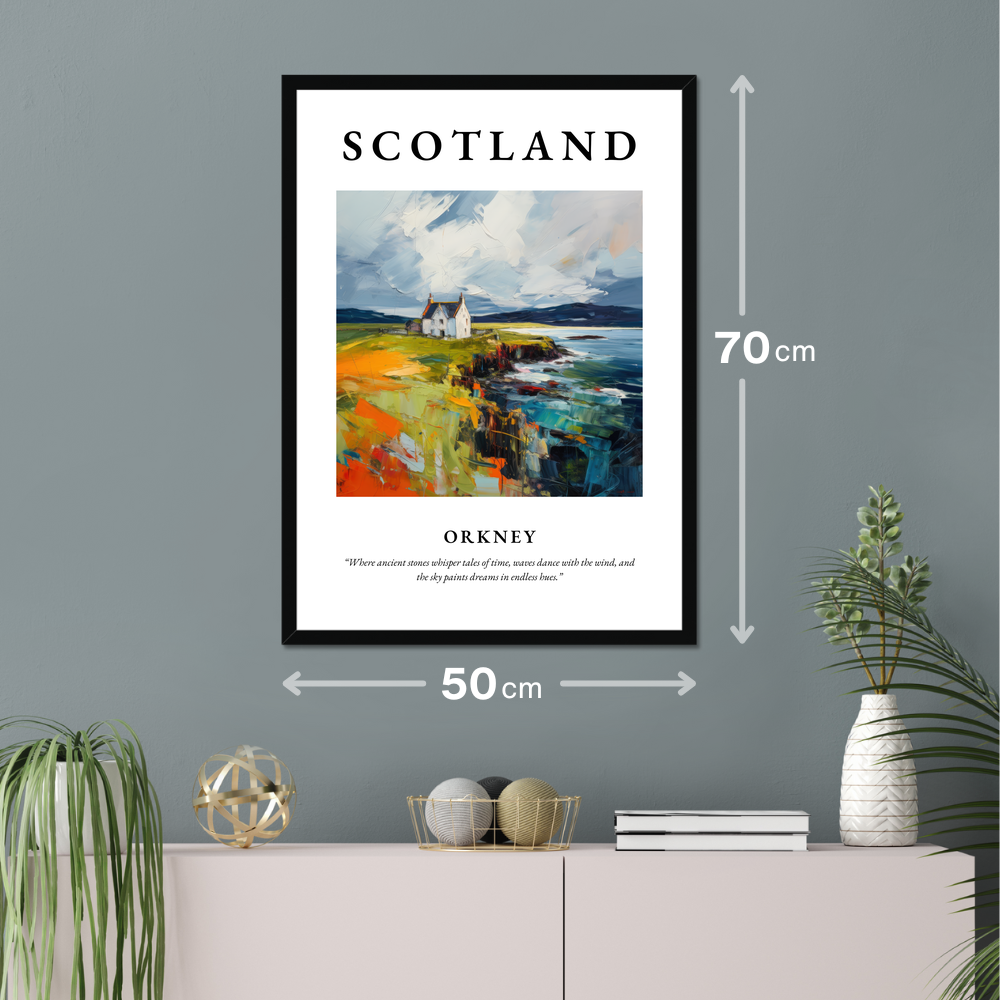 Poster of Orkney hanging on a wall