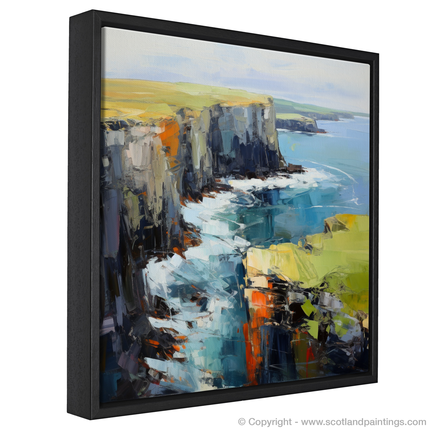 Painting and Art Print of Orkney, North of mainland Scotland entitled "Orkney's Rugged Embrace: An Expressionist Ode to Scotland's Northern Isles".