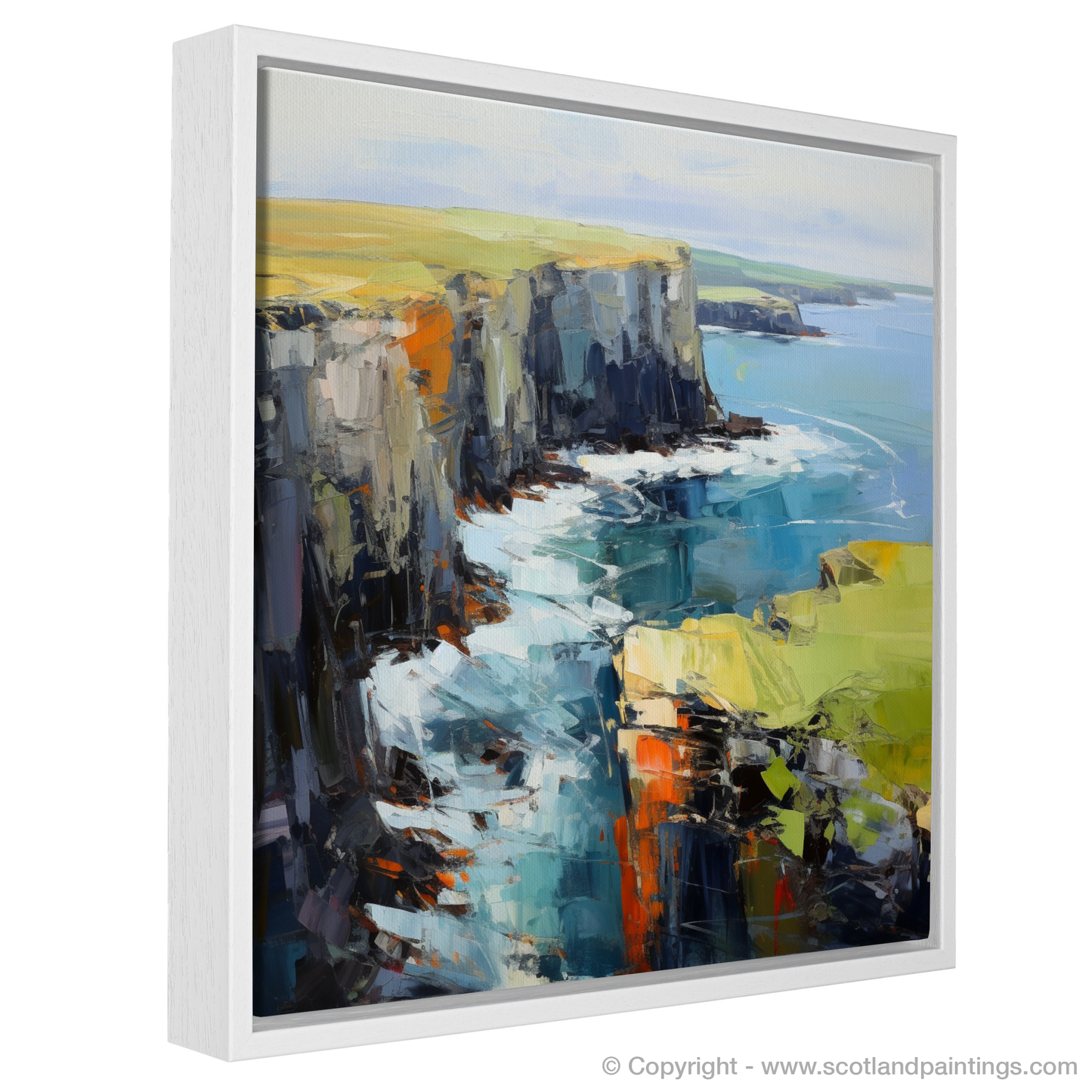 Painting and Art Print of Orkney, North of mainland Scotland entitled "Orkney's Rugged Embrace: An Expressionist Ode to Scotland's Northern Isles".