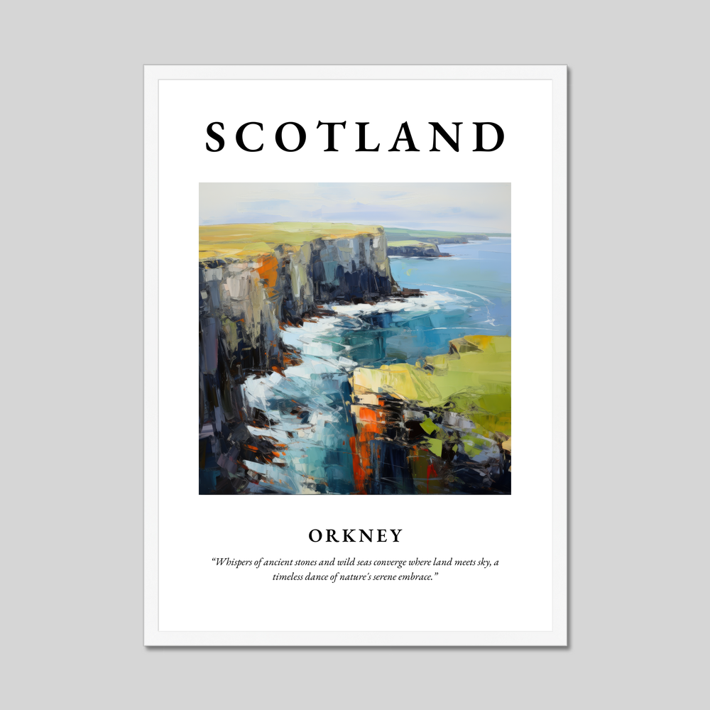 Poster in a white frame with the word Scotland