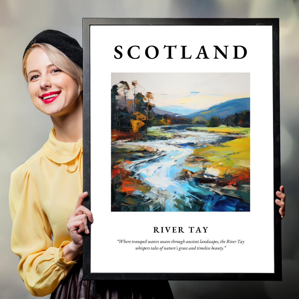 Person holding a poster of River Tay