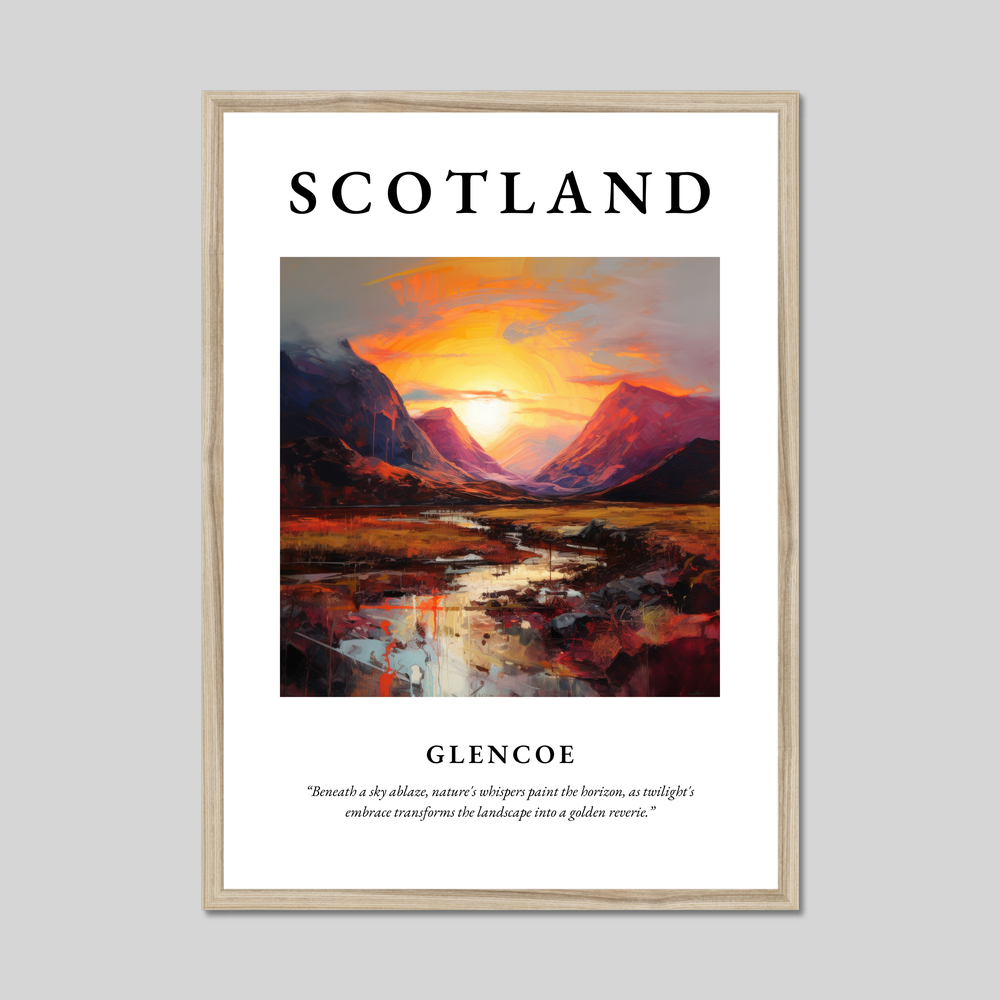 Poster in a natural frame with the word Scotland