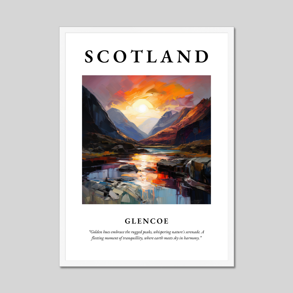 Poster in a white frame with the word Scotland