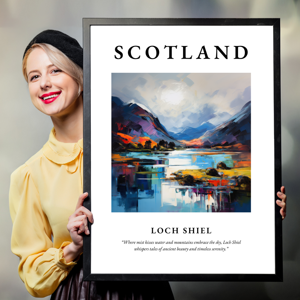 Person holding a poster of Loch Shiel