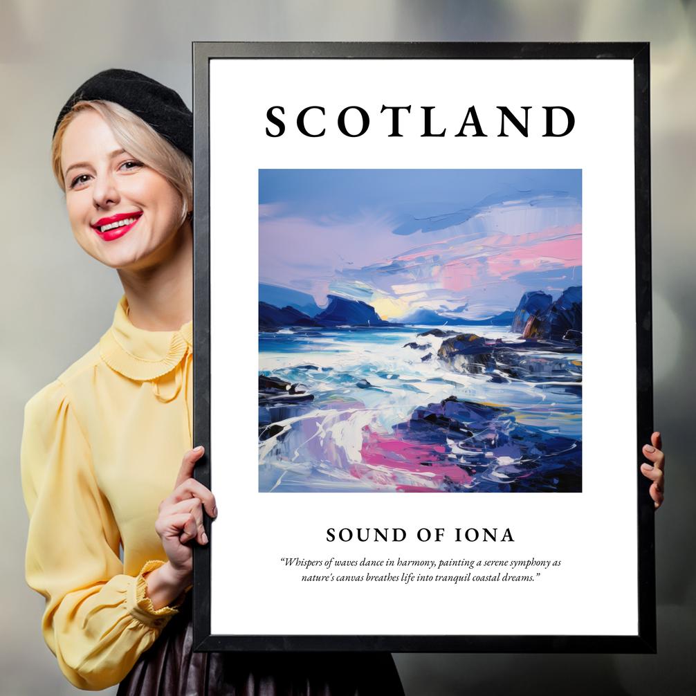 Person holding a poster of Sound of Iona