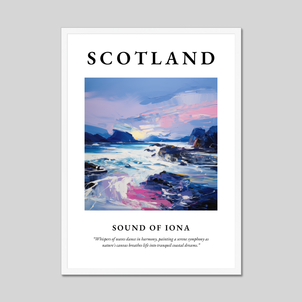 Poster in a white frame with the word Scotland