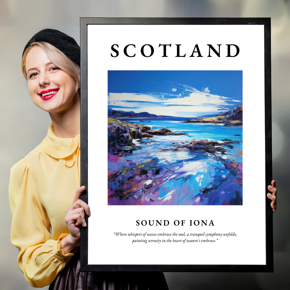 Person holding a poster of Sound of Iona