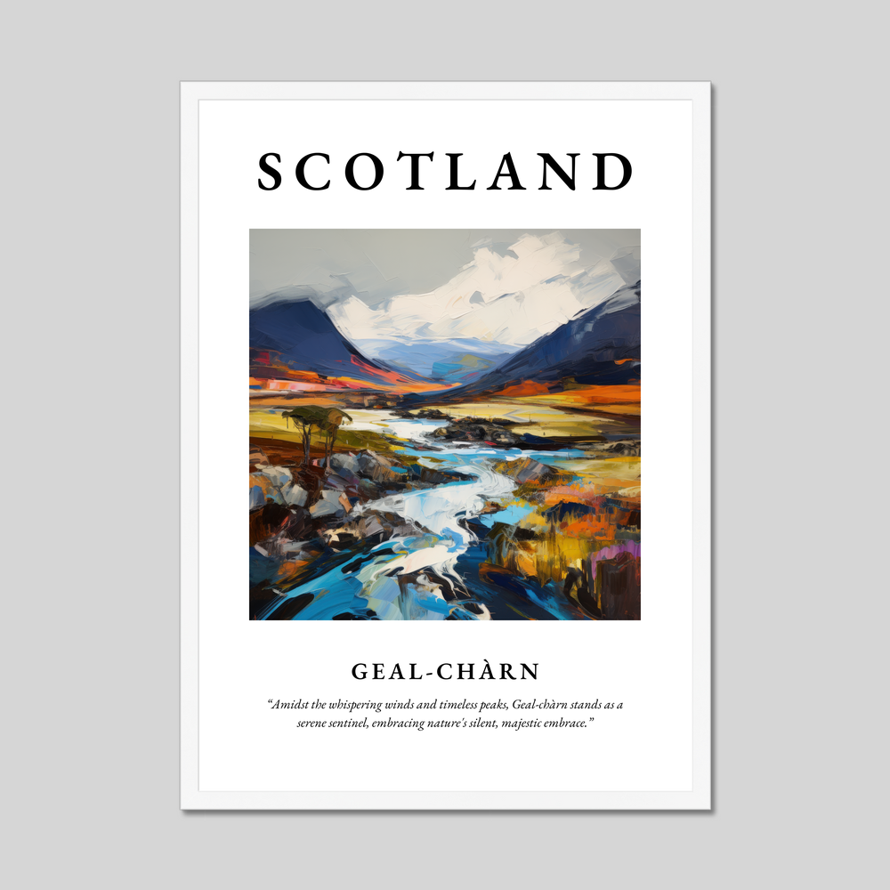 Poster in a white frame with the word Scotland