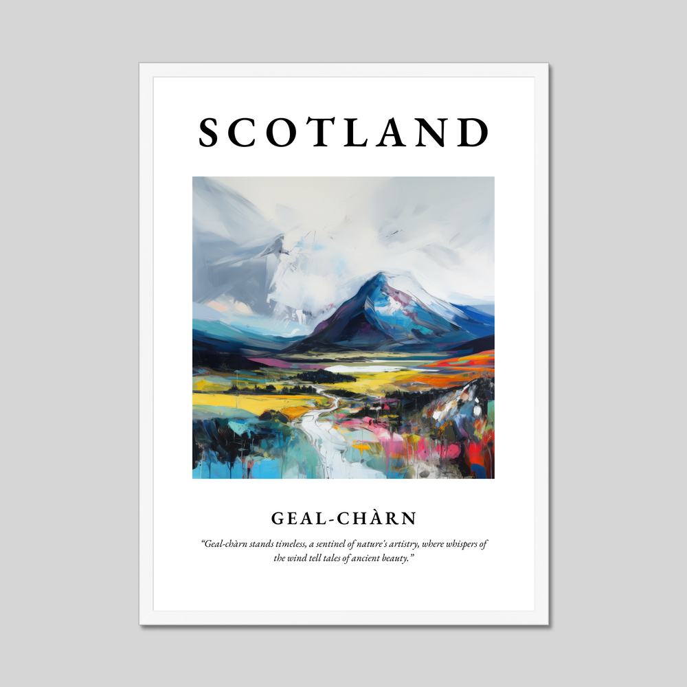 Poster in a white frame with the word Scotland