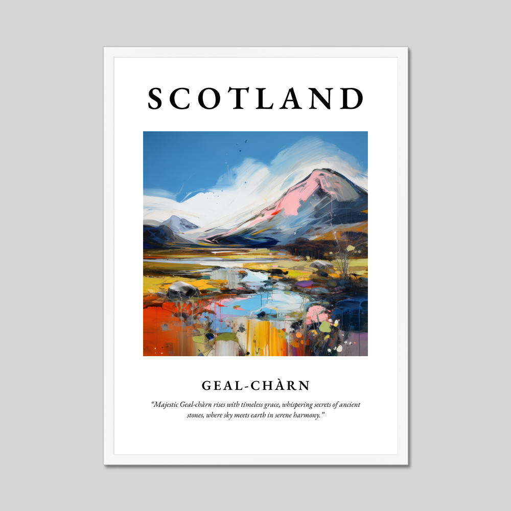 Poster in a white frame with the word Scotland