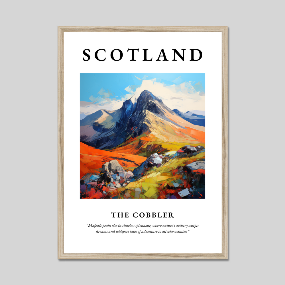 Poster in a natural frame with the word Scotland