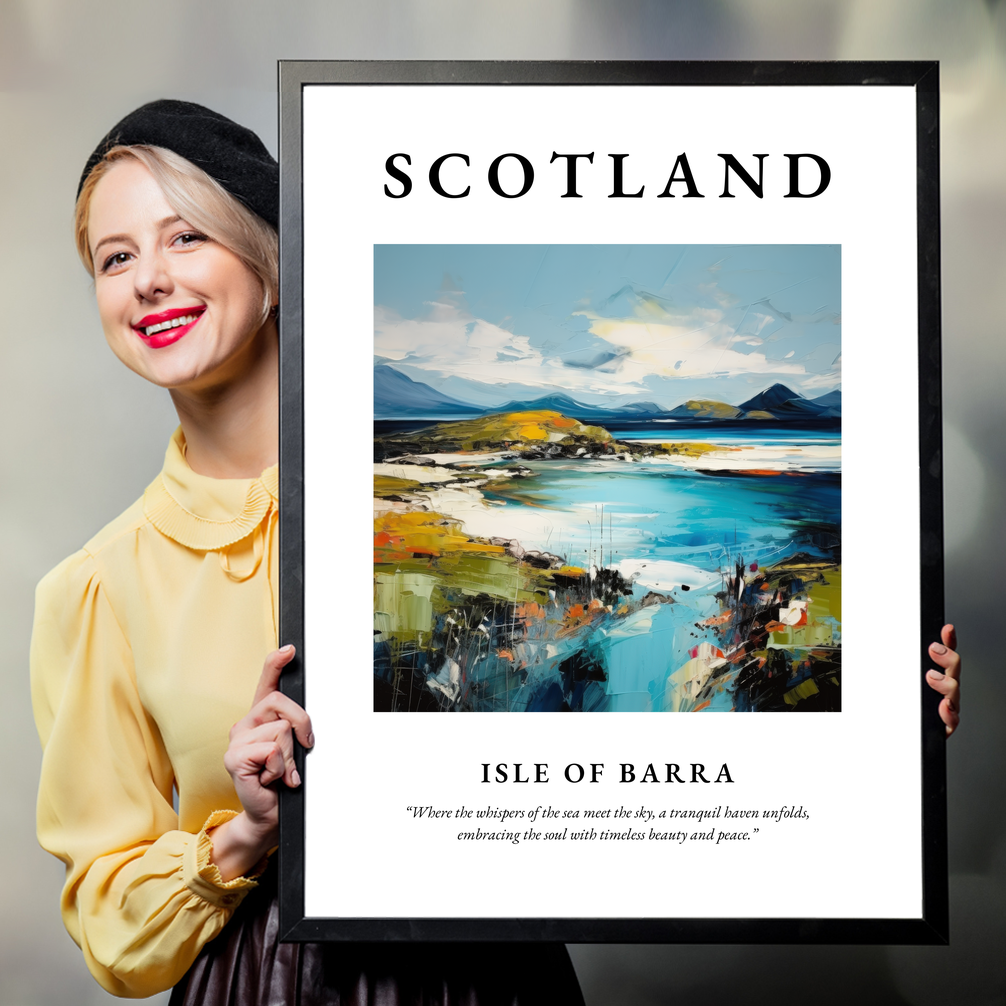 Person holding a poster of Isle of Barra