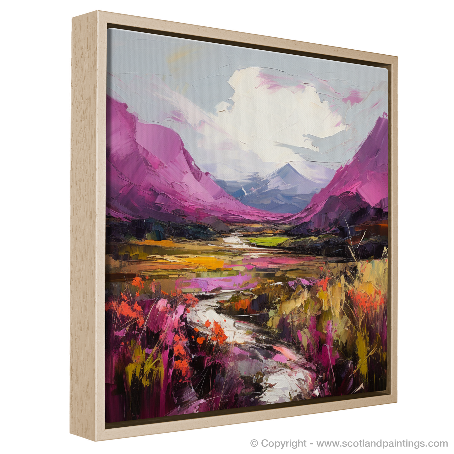 Painting and Art Print of Purple heather in Glencoe. Majestic Heather in the Highlands: An Expressionist Ode to Glencoe.