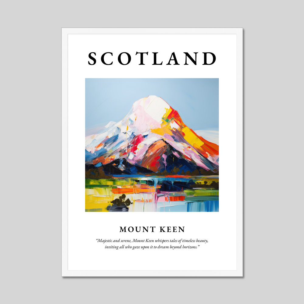 Poster in a white frame with the word Scotland