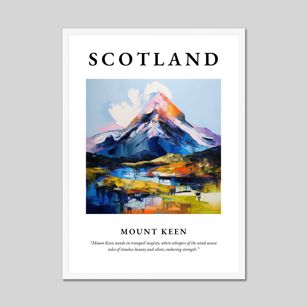 Poster in a white frame with the word Scotland