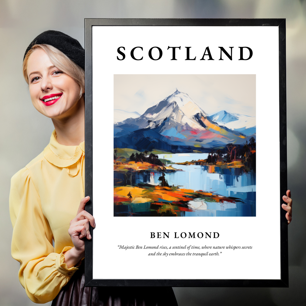 Person holding a poster of Ben Lomond