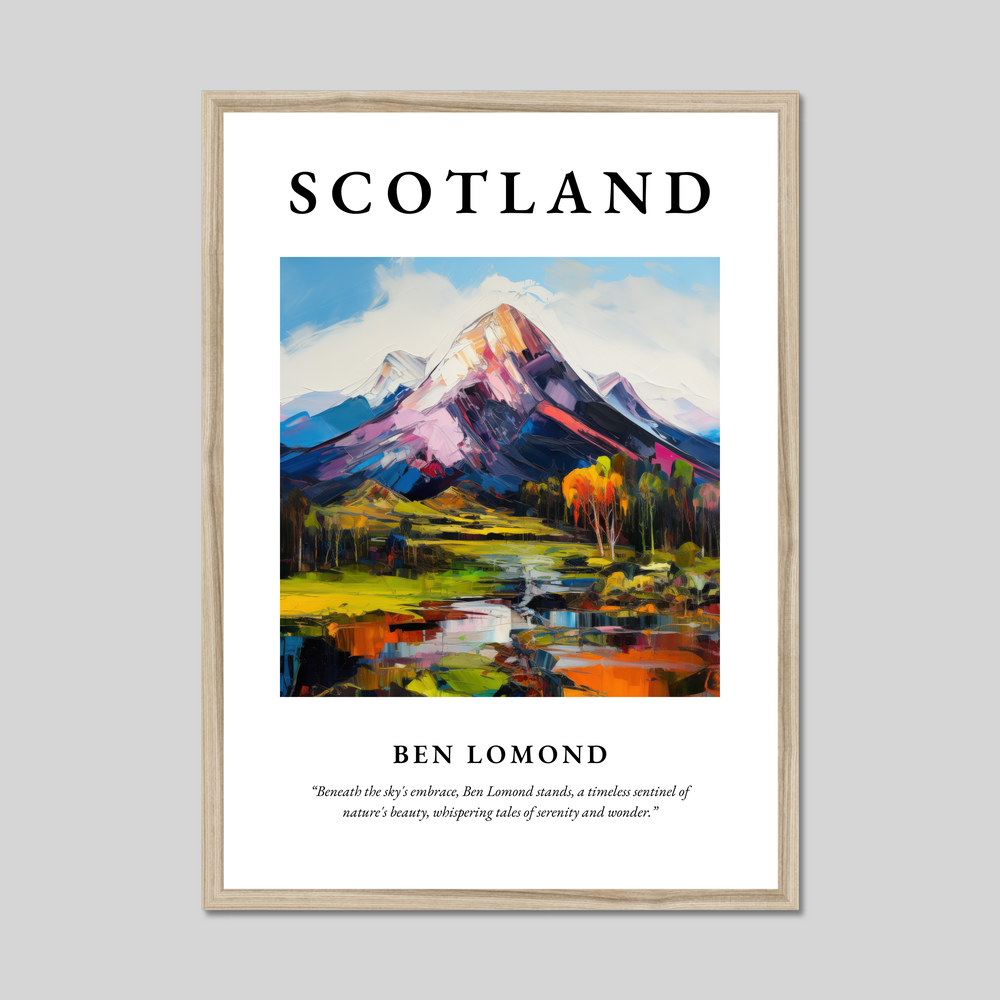 Poster in a natural frame with the word Scotland