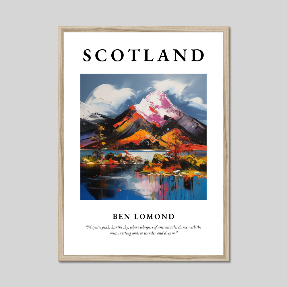 Poster in a natural frame with the word Scotland