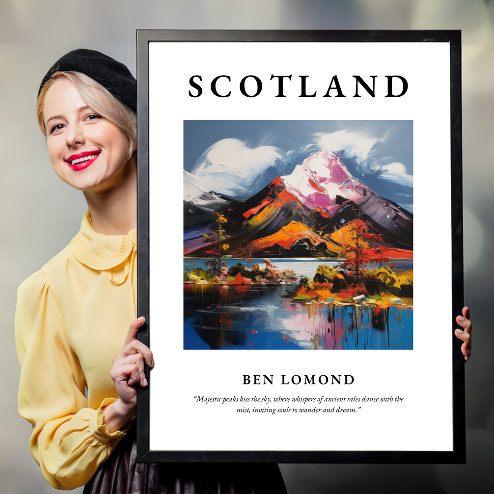 Person holding a poster of Ben Lomond