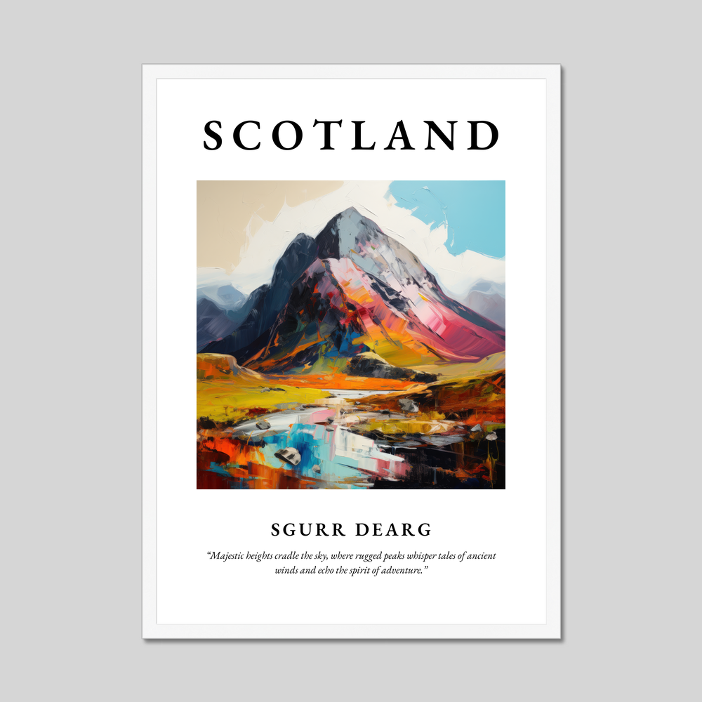 Poster in a white frame with the word Scotland