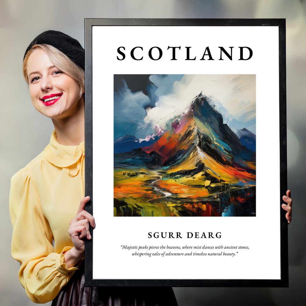 Person holding a poster of Sgurr Dearg