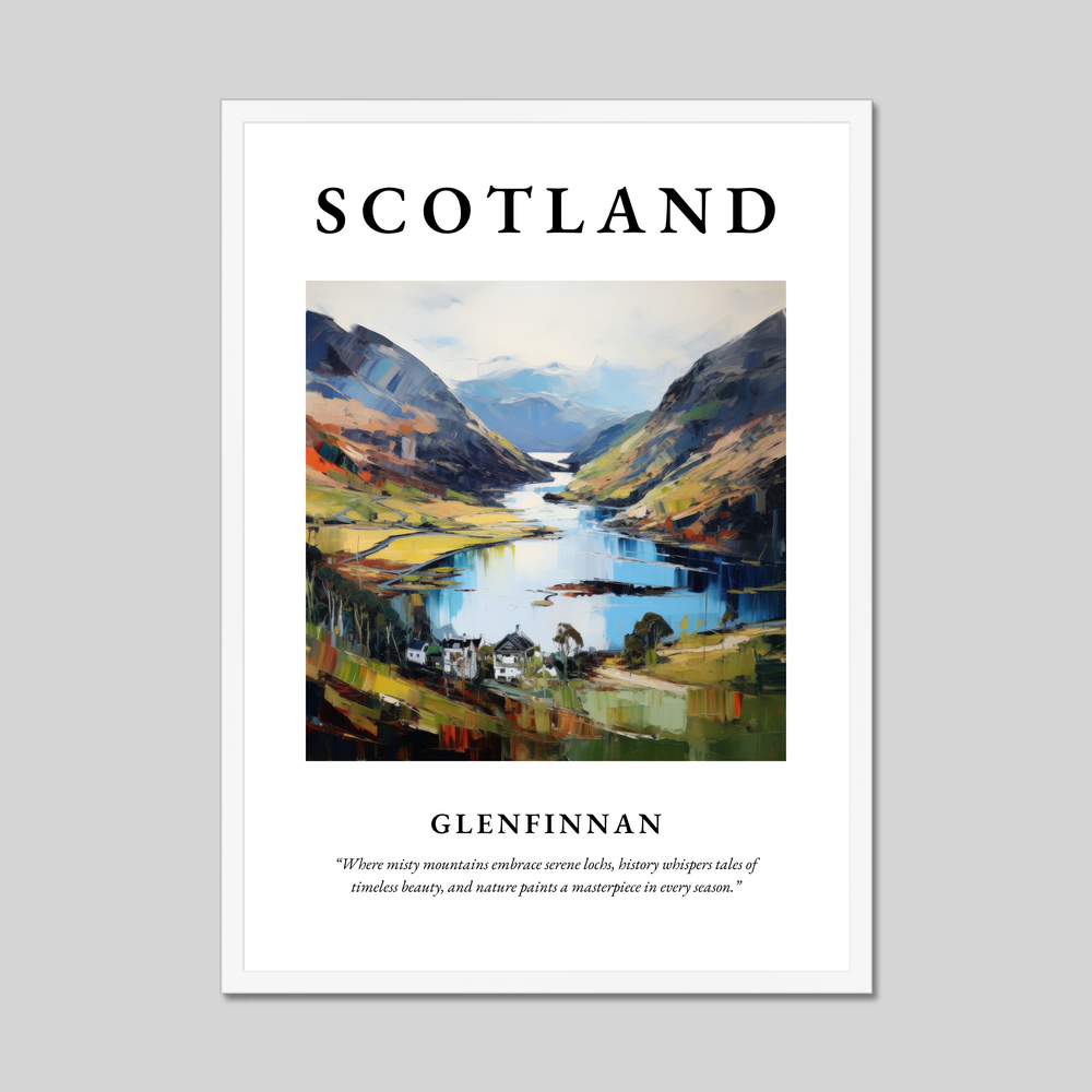 Poster in a white frame with the word Scotland