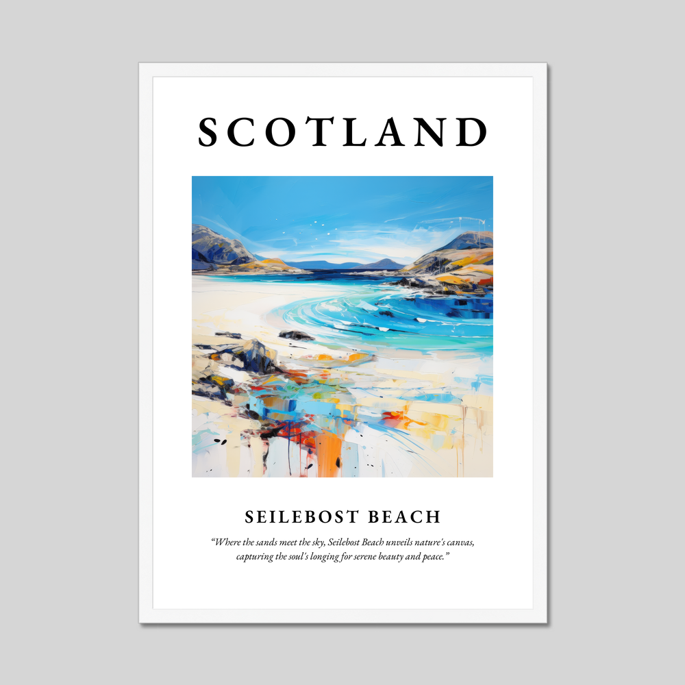 Poster in a white frame with the word Scotland