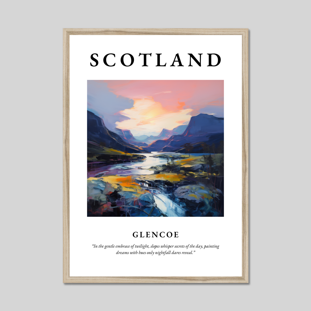 Poster in a natural frame with the word Scotland