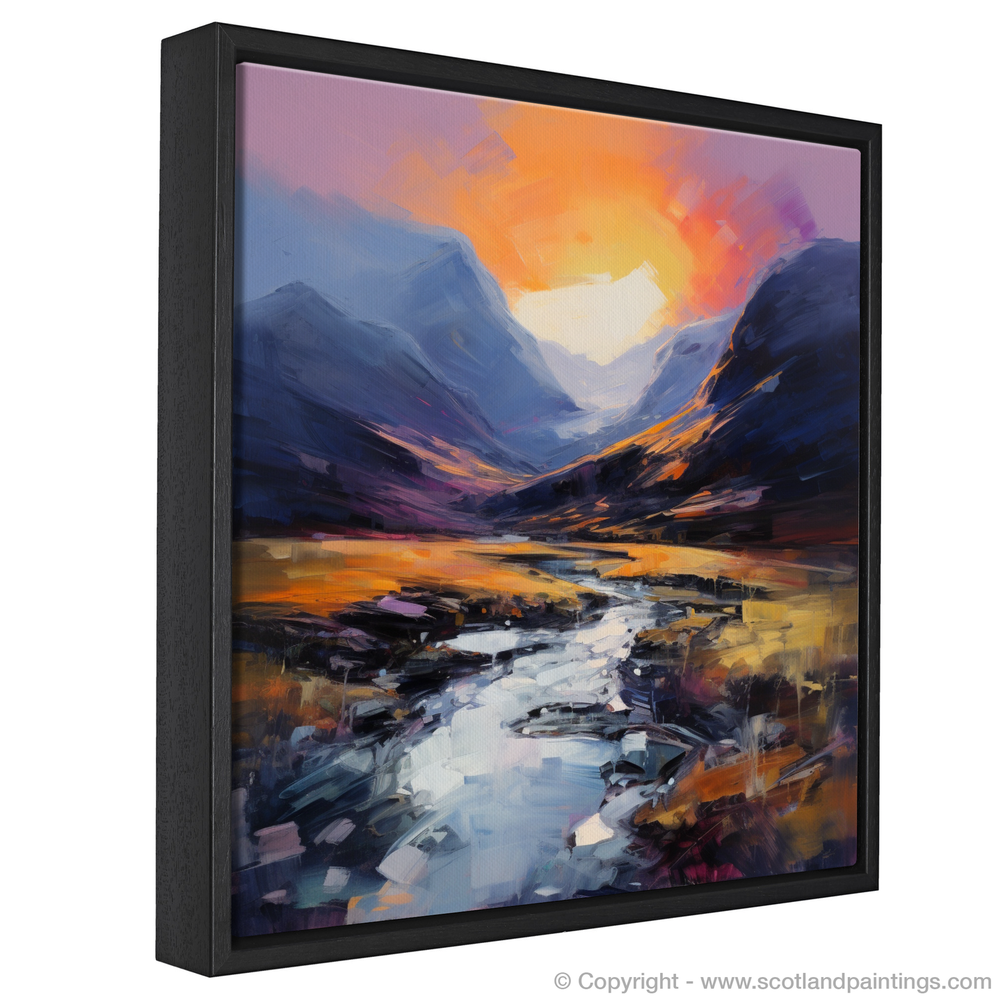 Painting and Art Print of Soft twilight on slopes in Glencoe entitled "Twilight Serenade on Glencoe Slopes".